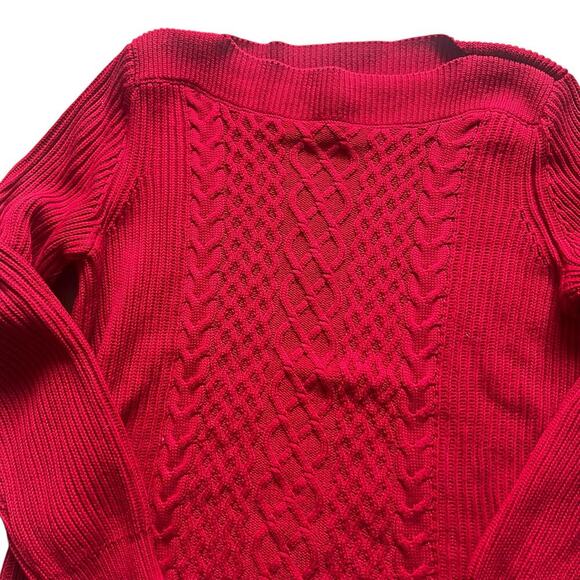Tommy Hilfiger Women's Chunky Cable Knit Sweater Red Size Large Holidays Winter - Picture 3 of 8